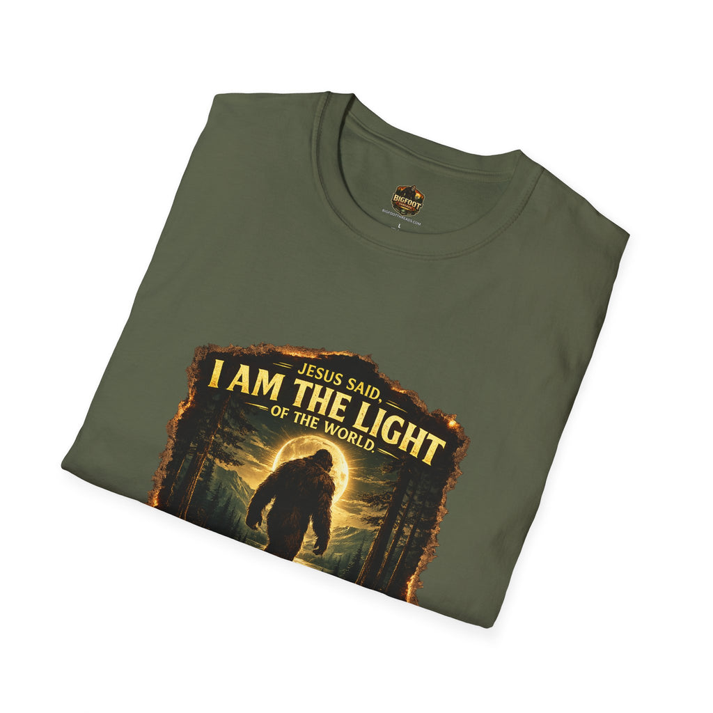John 8:12 I AM THE LIGHT OF THE WORLD Bigfoot T-Shirt