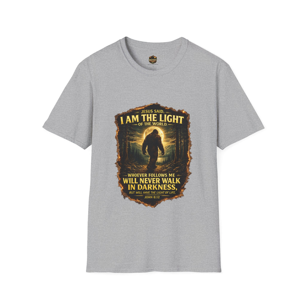 John 8:12 I AM THE LIGHT OF THE WORLD Bigfoot T-Shirt