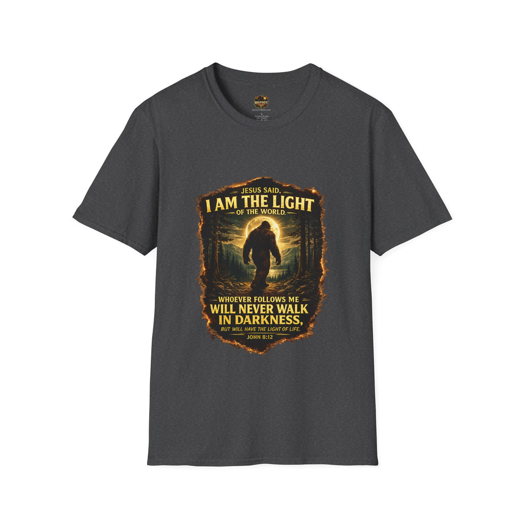 John 8:12 I AM THE LIGHT OF THE WORLD Bigfoot T-Shirt