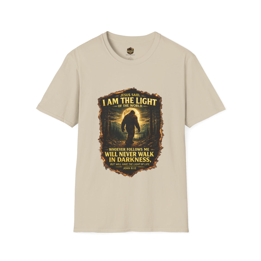 John 8:12 I AM THE LIGHT OF THE WORLD Bigfoot T-Shirt